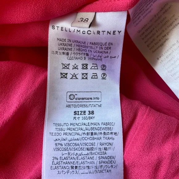 stella mccartney gathered mini dress hot pink small long sleeve wedding guest - Picture 8 of 8